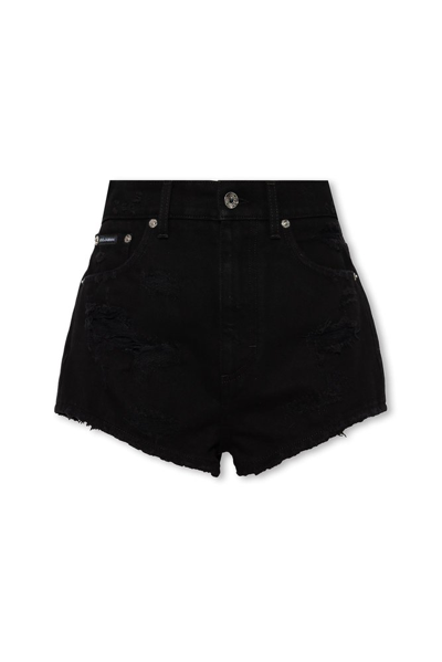 Dolce & Gabbana Distressed-effect Denim Shorts In Black