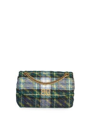 Balenciaga Medium Bb Plaid Crossbody Bag In Blue