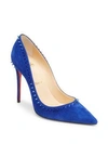 Christian Louboutin Anjalina 100 Studded Suede Pumps In Blue
