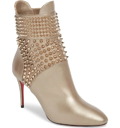 Christian Louboutin Hongroise Spiked Red Sole Booties In Gold