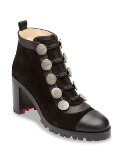 Christian Louboutin Alphabouton High Red Sole Booties In Black