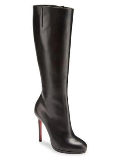 Christian Louboutin Botalili 100 Knee High Leather Boots In Black