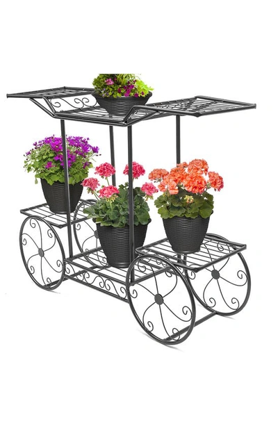 Sorbus Flower Pot Cart Stand In Black
