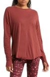 Zella Relaxed Long Sleeve T-shirt In Burgundy Port