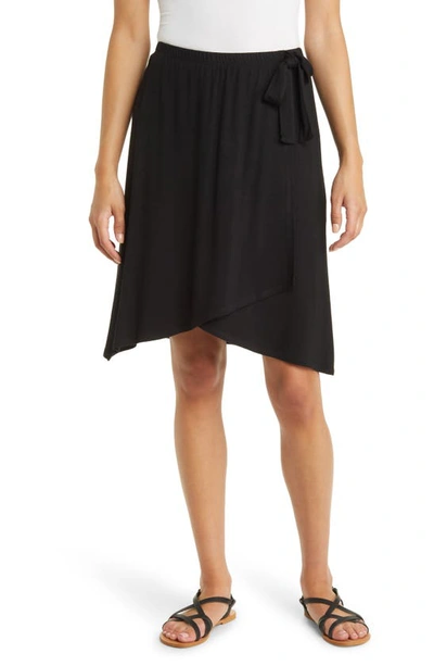 Loveappella Faux Wrap Skirt In Black