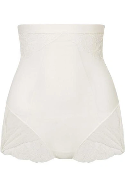 Spanx Spotlight Stretch-tulle And Lace High-rise Briefs In White | ModeSens