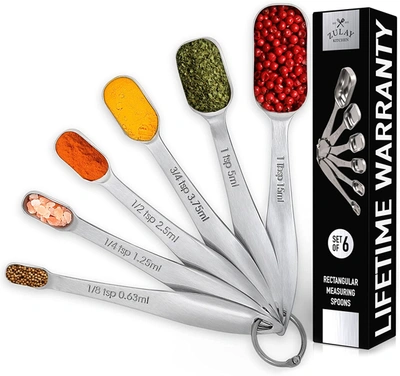 Zulay Kitchen Heavy Duty Stainless Steel Measuring Spoons With Engraved Markings And Removable Lock In Silver