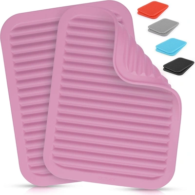 Zulay Kitchen Multi-purpose & Versatile Silicone Trivets For Hot Pots And Pans (2 Pack) In Pink