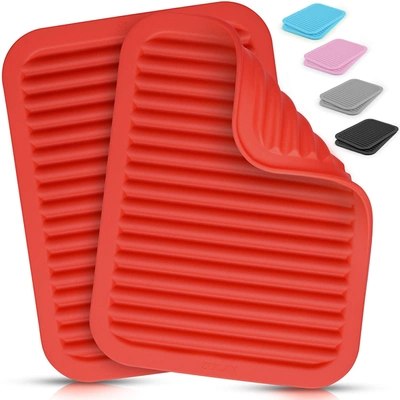 Zulay Kitchen Multi-purpose & Versatile Silicone Trivets For Hot Pots And Pans (2 Pack) In Red