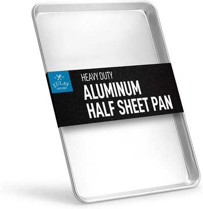 Zulay Kitchen Heavy Duty & Encapsulated Rim Half Sheet Aluminum Baking Pan (large) In Silver