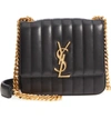 Saint Laurent Small Vicky Leather Wallet On A Chain - Green In Black