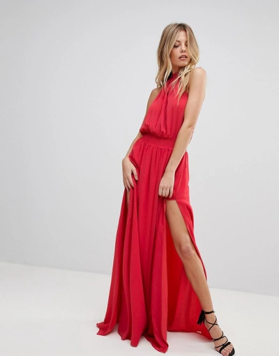The Jetset Diaries Shale Thigh Split Maxi Dress - Red