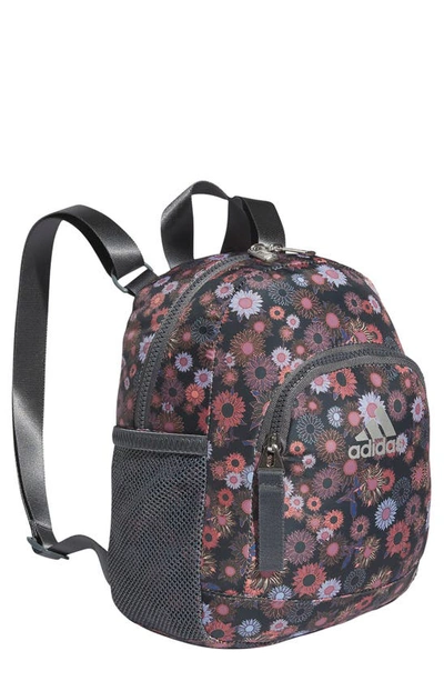 Adidas Originals Linear Mini Backpack In Floral Carbon/ Silver