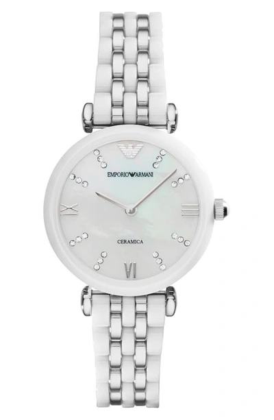 Emporio Armani Gianni T Bar Bracelet Watch, 32mm In White