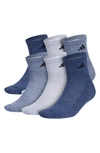 Adidas Originals Athletic Cushioned Quarter Crew Socks In Tech Indigo Blue/ Grey/ Navy