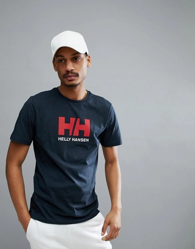 Helly Hansen Logo T-shirt In Navy - Navy