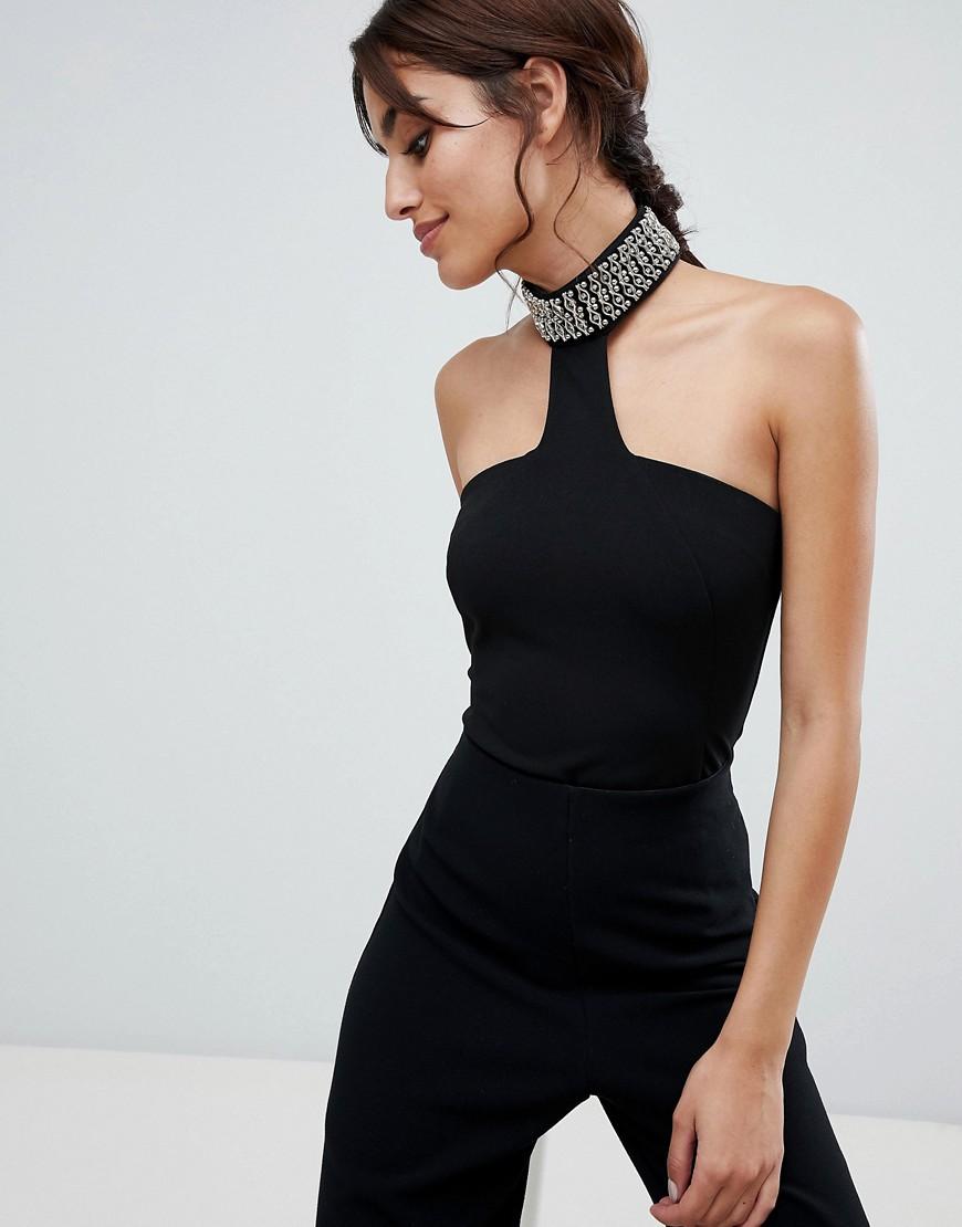 Forever Unique Halter Bodysuit With Embellished Choker Black ModeSens