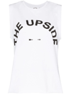 The Upside Muscle Printed Organic Cotton-jersey Tank In White