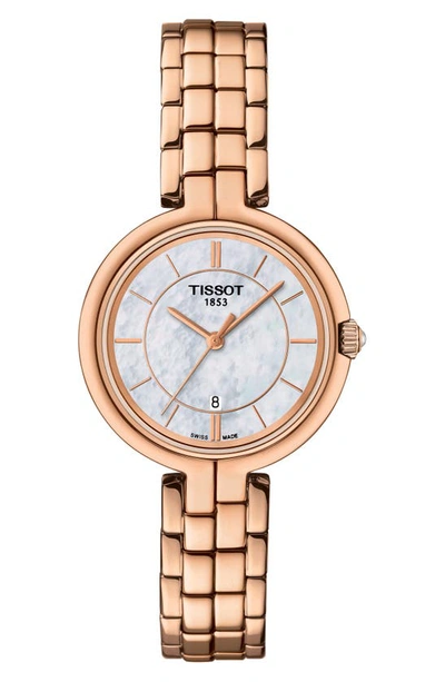 Tissot Flamingo Bracelet Watch, 26mm In White/rose Gold