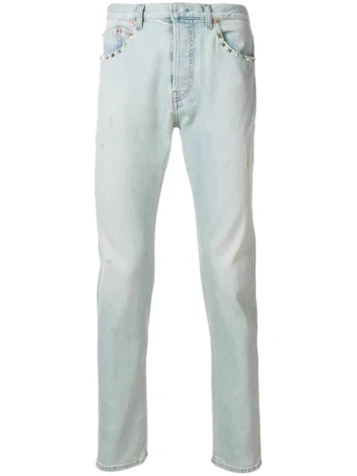 Valentino Rockstud Skinny Jeans In Blue