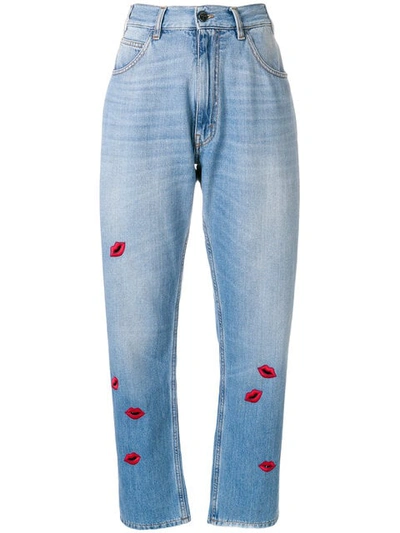 Vivetta Lip Embroidered Jeans In Blue