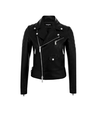 Dsquared2 Leather Biker Jacket In 900c