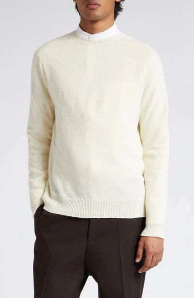Jil Sander Extra Fine Knit Wool Sweater In White