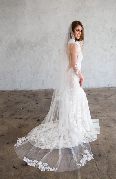 Brides And Hairpins Brides & Hairpins Cadence Floral Appliqué Chapel Veil In Ivory