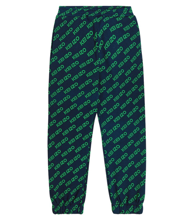 Kenzo Kids' Logo-print Elasticated-waist Track Pants In Blue