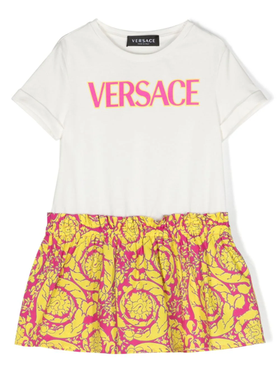 Versace Kids' Baby Barocco T-shirt Dress In White