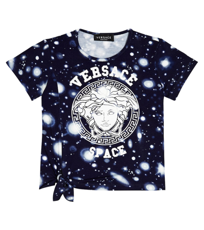 Versace Kids' Medusa系带细节t恤 In Blue