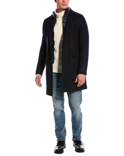 Herno Wool-blend Coat In Blue