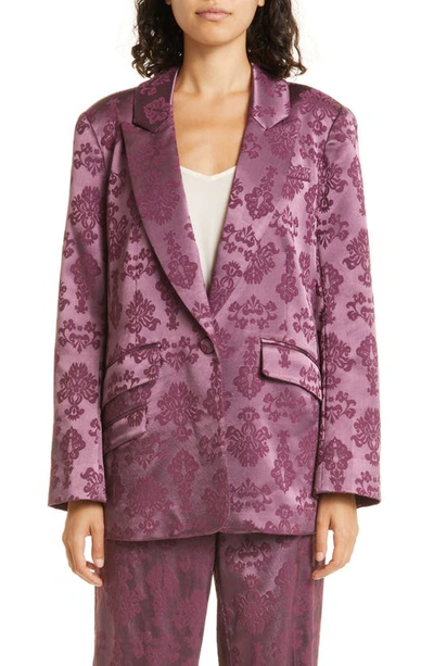 Cinq À Sept Faye Floral Jacquard Blazer In Dark Fig