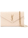 Saint Laurent Envelope Chain Wallet In Neutrals