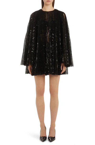 Dolce & Gabbana Sequin-embellished Flared Minidress In Black