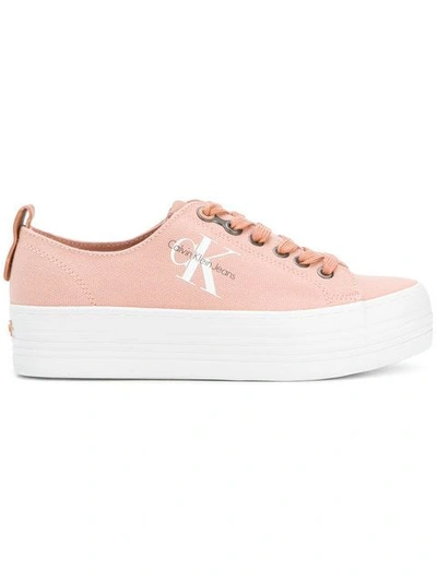 Calvin Klein Jeans Est.1978 Flatform Sole Trainers In Pink