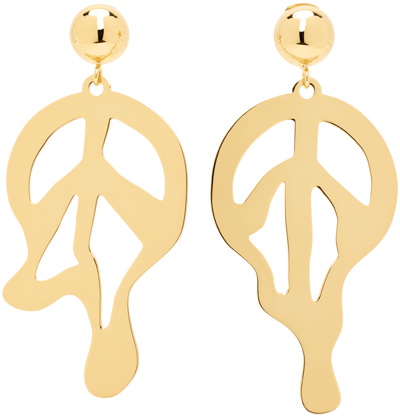 Moschino Melted Peace-sign Earrings In Gold