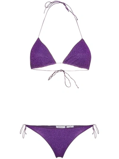 Oseree Lumière Lurex Triangle Bikini In Pink