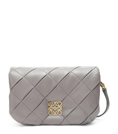 Loewe Mini Goya Pleated Puffer Shoulder Bag In Pearl Grey