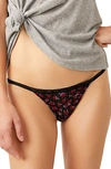 Free People Intimately Fp Lace Trim Thong In Vintage Rose Combo