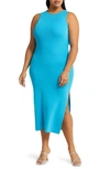 Asos Design Curve Racerback Tank Dress In Medium Blue
