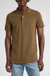 Tom Ford Short Sleeve Cotton Piqué Polo In Deep Olive