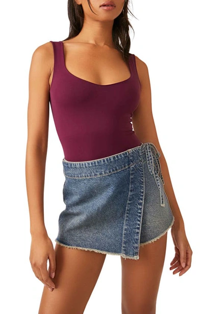 FREE PEOPLE LOLA BODYSUIT IN PRECIOUS WINE