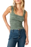 Free People Love Letter Floral Knit Camisole In Dark Green