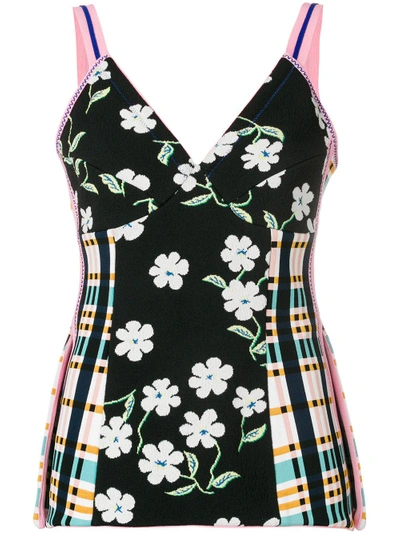 Marni Floral Check Patterned Waistcoat Top