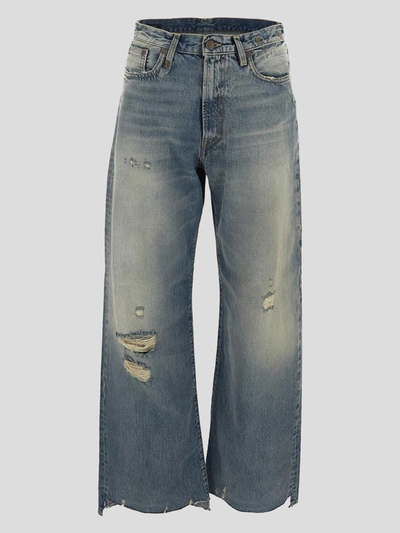 R13 D'arcy Loose Jean With Rips In Blue