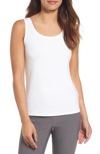 Nic + Zoe Petite Perfect Jersey Scoop-neck Tank In Paper White