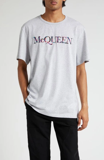Alexander Mcqueen Logo-embroidered Cotton T-shirt In Grey