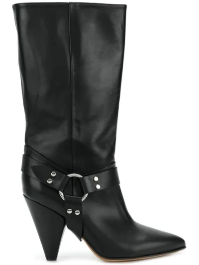 Buttero High Ankle Boots With Ring Detail In Black