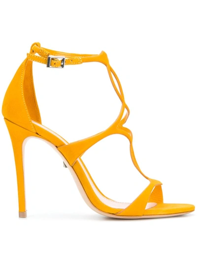 Schutz Laser Cut Sandals - Yellow & Orange